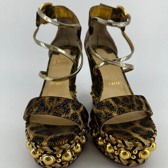 Louboutin Chocazeppa Wedges in Leopard - Size 39 - Picture 4 of 8